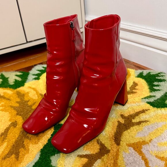 Prada Red Patent Leather Ankle Boots - Picture 7 of 7